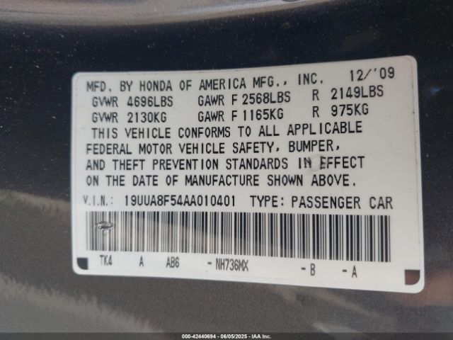 2010 ACURA TL 19UUA8F54AA010401 Photo 8