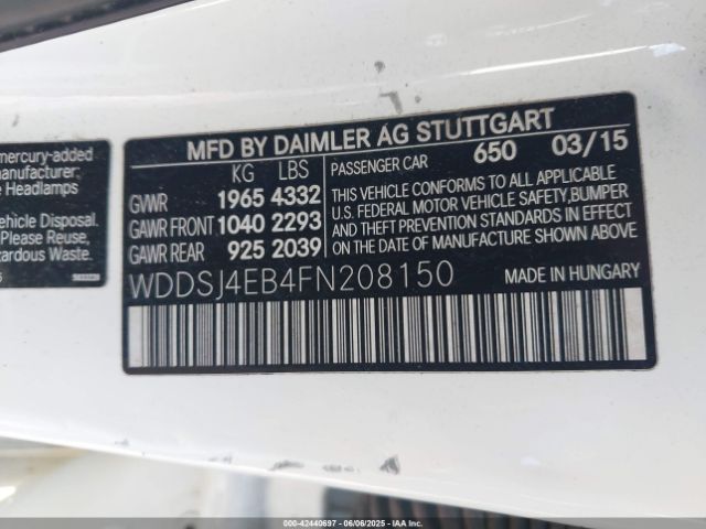 WDDSJ4EB4FN208150 Mercedes-Benz CLA 250