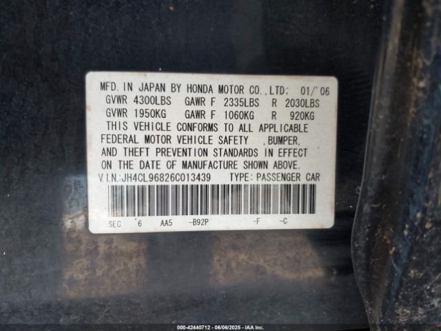 2006 ACURA TSX JH4CL96826C013439 Photo 8