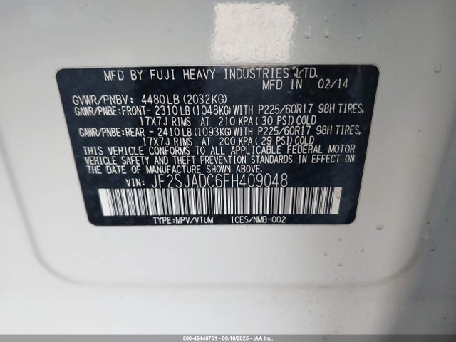 Subaru 2.5na u5 2015 JF2SJADC6FH409048 Image 9