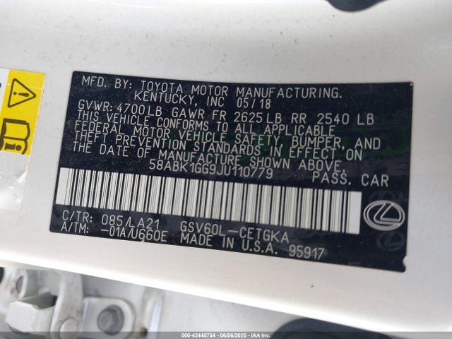 58ABK1GG9JU110779 Lexus 2gr-fe