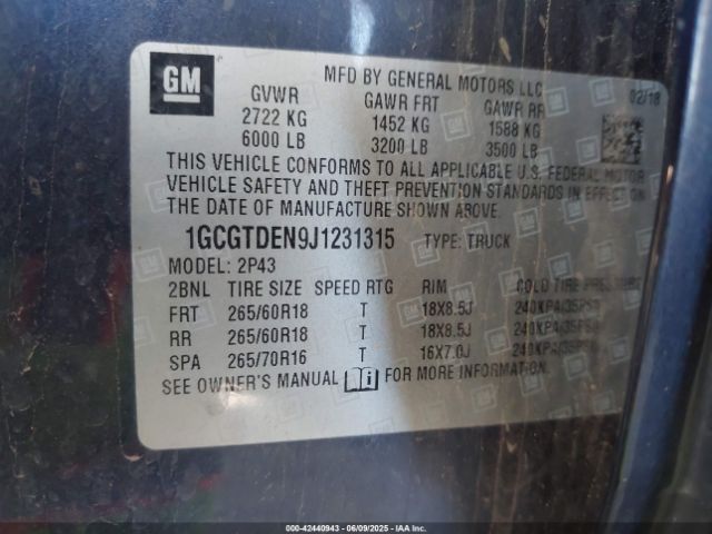 2018 CHEVROLET COLORADO 1GCGTDEN9J1231315 Photo 8