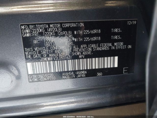 JTMEWRFV2LD531631 Toyota a25-fxz, 3nm+4nm