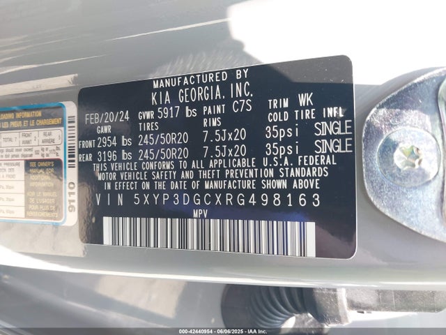 5XYP3DGCXRG498163 KIA gdi lambda-ii
