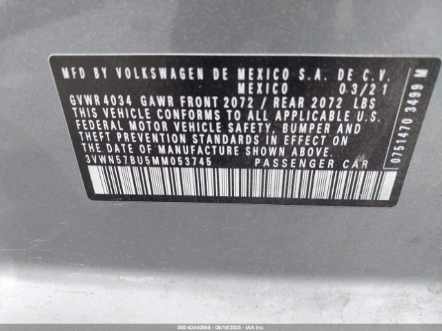 2021 VOLKSWAGEN JETTA 3VWN57BU5MM053745 Photo 8