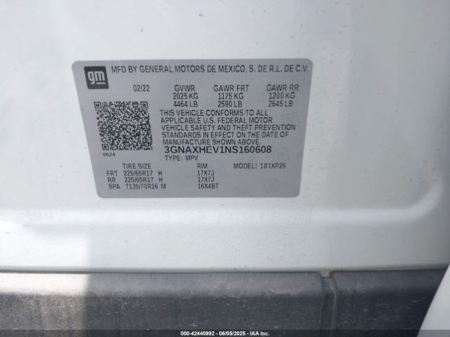 2022 CHEVROLET EQUINOX 3GNAXHEV1NS160608 Photo 8