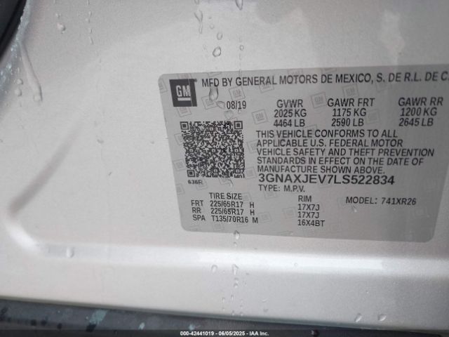 2020 CHEVROLET EQUINOX 3GNAXJEV7LS522834 Photo 8