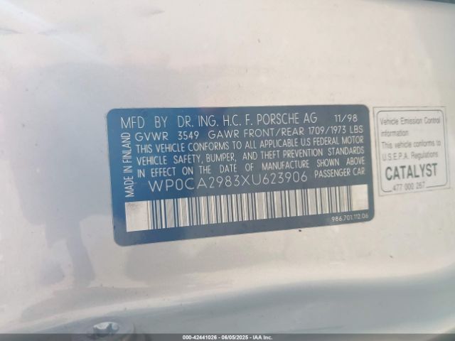 1999 PORSCHE BOXSTER WP0CA2983XU623906 Photo 8