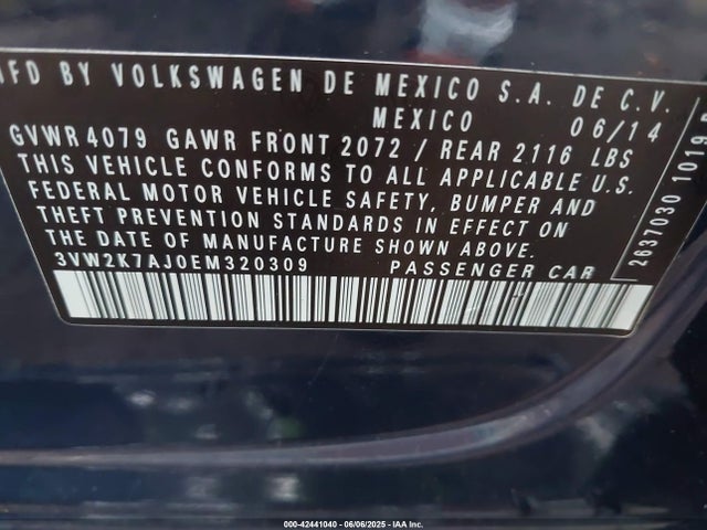 3VW2K7AJ0EM320309 Volkswagen Jetta 2.0l S