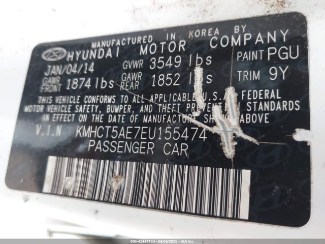 KMHCT5AE7EU155474 Hyundai ACCENT GS