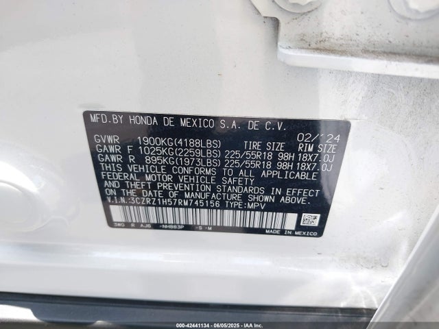 3CZRZ1H57RM745156 Honda k20z5