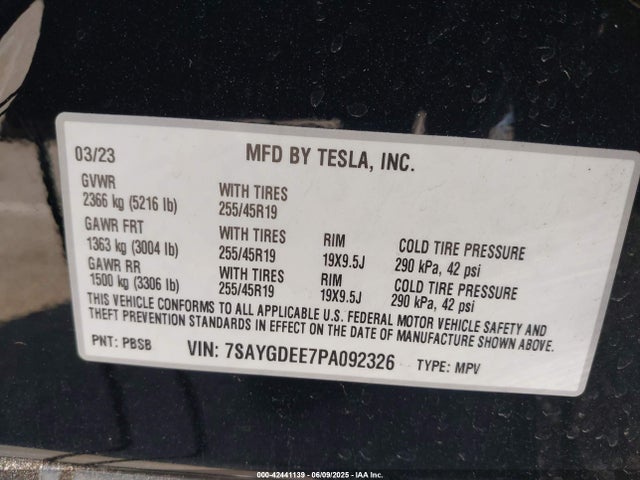 2023 TESLA MODEL Y 7SAYGDEE7PA092326 Photo 8