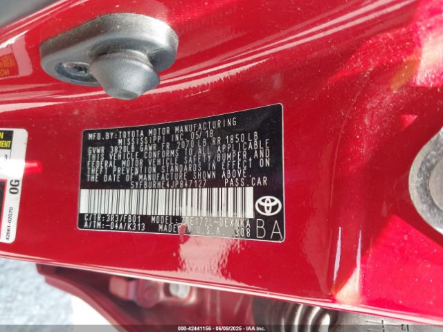5YFBURHE4JP847127 Toyota 2zr-fe