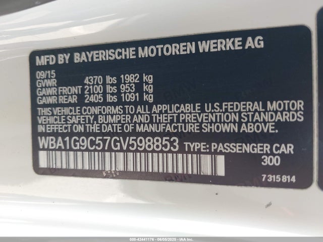 WBA1G9C57GV598853 BMW 2016