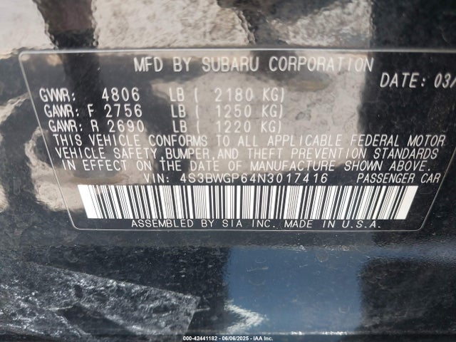 4S3BWGP64N3017416 Subaru na, u4