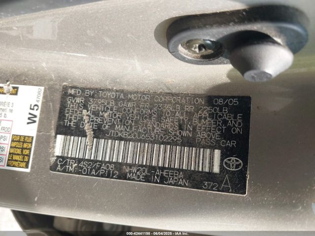 2005 TOYOTA PRIUS JTDKB20U653102295 Photo 8