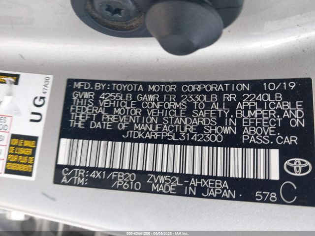 JTDKARFP5L3142300 Toyota 2zr-fxe+1nm+1sm