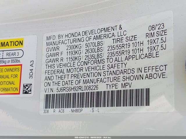5J6RS6H92RL008226 Honda lfc3