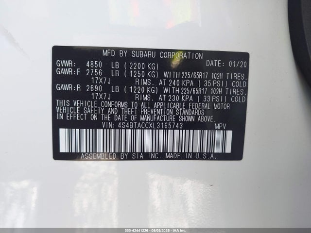 4S4BTACCXL3165743 Subaru u5