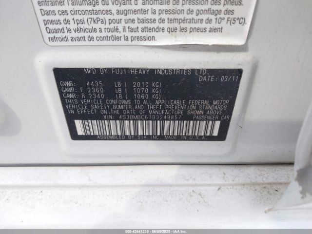 2011 SUBARU LEGACY 4S3BMBC67B3249857 Photo 8