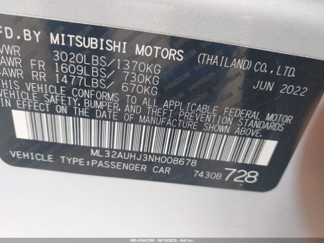 2022 MITSUBISHI MIRAGE ML32AUHJ3NH008678 Photo 8