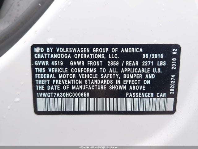 1VWGT7A30HC000658 Volkswagen 1.8 tsi