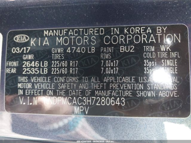 KNDPMCAC3H7280643 KIA Sportage Lx