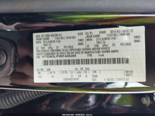 2024 FORD F-150 1FTEW3LP5RFA58288 Photo 8