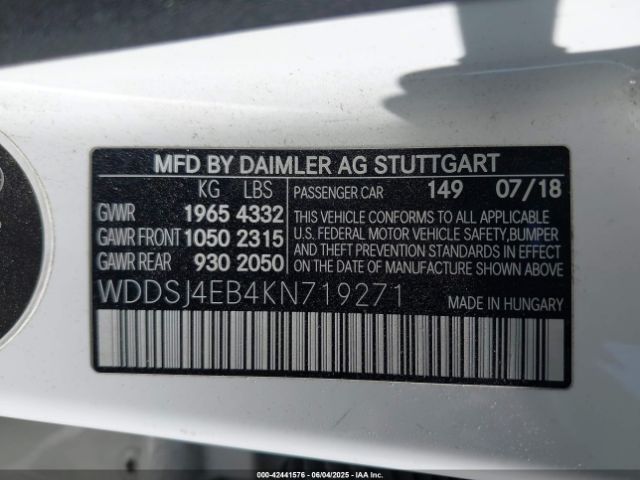 WDDSJ4EB4KN719271 Mercedes-Benz CLA 250