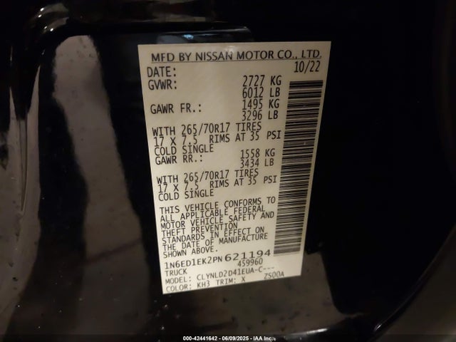 1N6ED1EK2PN621194 Nissan 2023