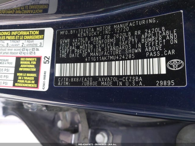 4T1G11AK7MU424285 Toyota a25a-fks