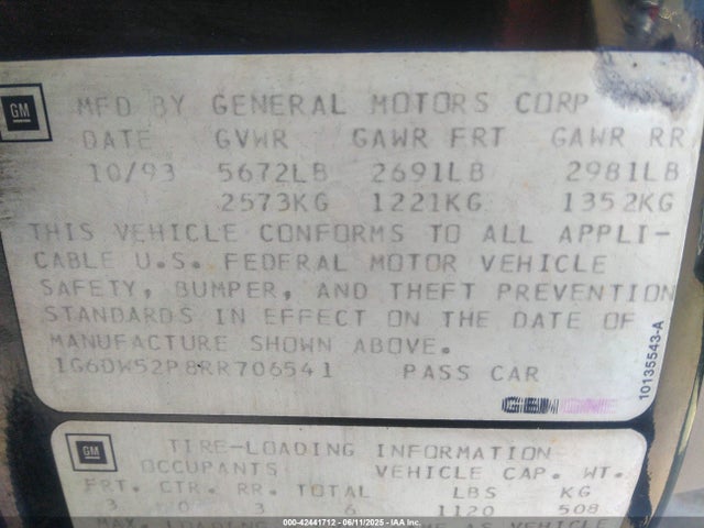 1994 CADILLAC FLEETWOOD 1G6DW52P8RR706541 Photo 8