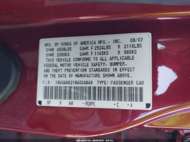 2008 ACURA TL 19UUA66218A004849 Photo 8