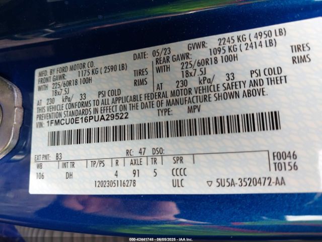 2023 FORD ESCAPE 1FMCU0E16PUA29522 Photo 8