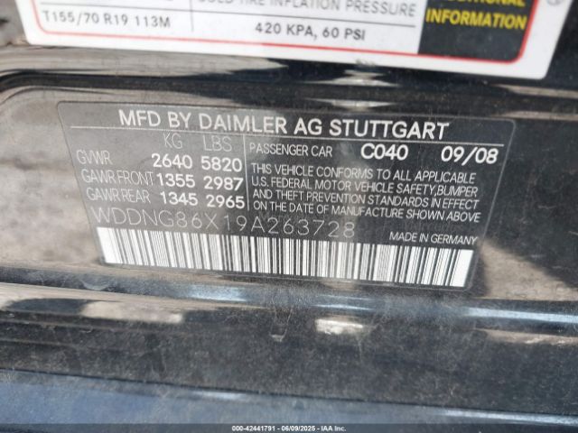 2009 MERCEDES-BENZ S 550 WDDNG86X19A263728 Photo 8