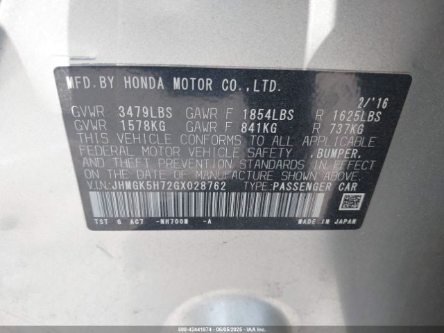 JHMGK5H72GX028762 Honda l15b1