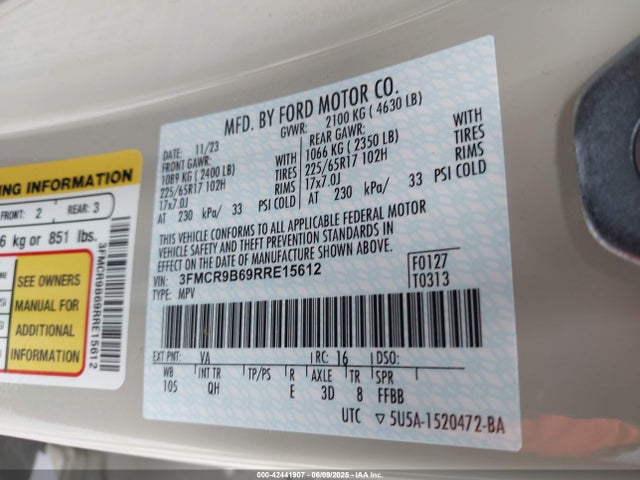 3FMCR9B69RRE15612 Ford dragon