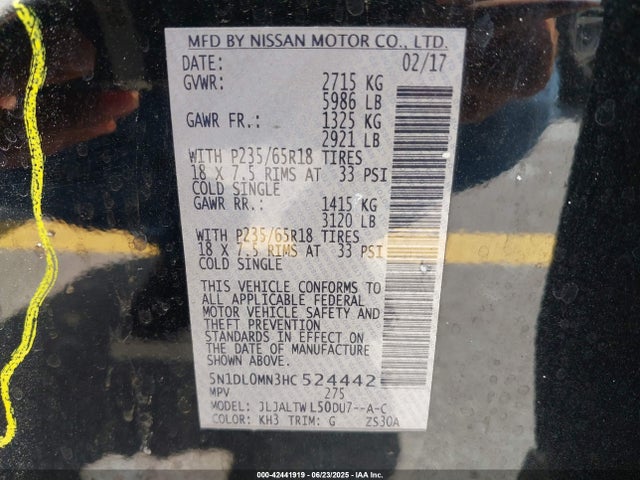 5N1DL0MN3HC524442 Infiniti 2017