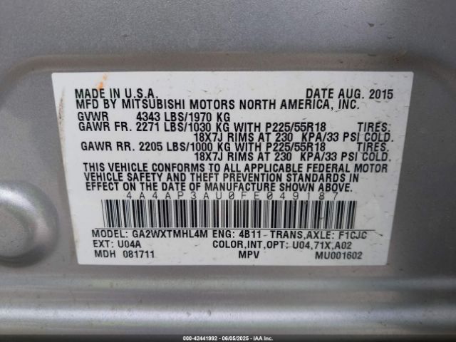 4A4AP3AU0FE049187 Mitsubishi dohc mivec