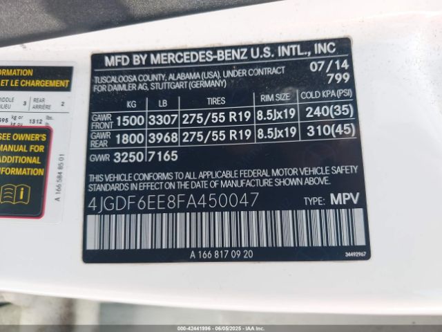 4JGDF6EE8FA450047 Mercedes-Benz Gl 450 4matic