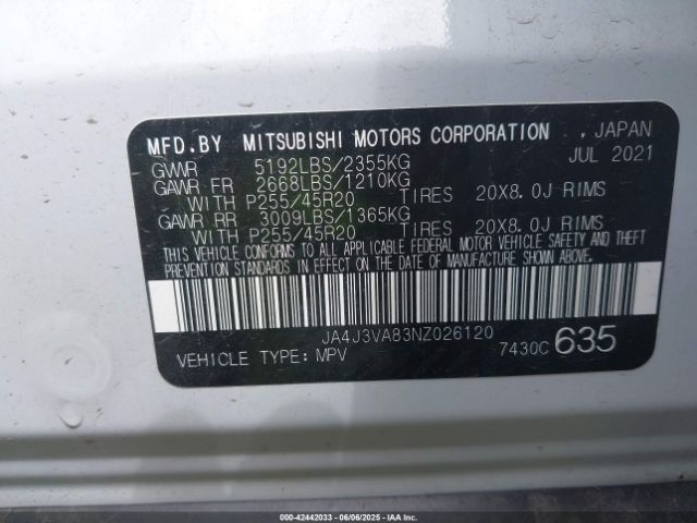 2022 MITSUBISHI OUTLANDER JA4J3VA83NZ026120 Photo 8