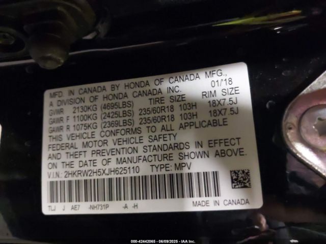 2018 HONDA CR-V 2HKRW2H5XJH625110 Photo 8