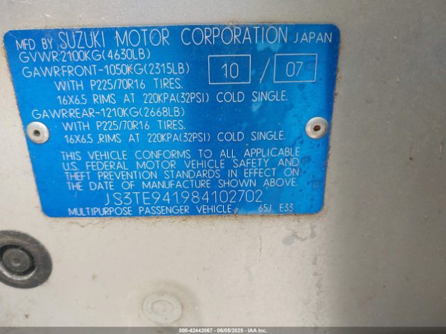2008 SUZUKI GRAND VITARA JS3TE941984102702 Photo 8