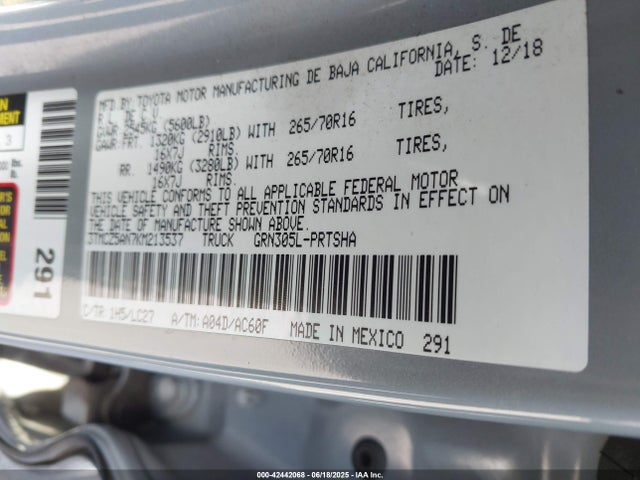 3TMCZ5AN7KM213537 Toyota 2gr-fks