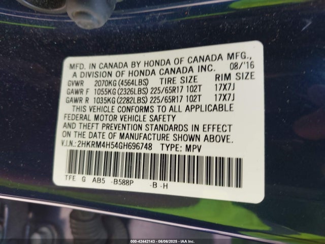2HKRM4H54GH696748 Honda k24w9