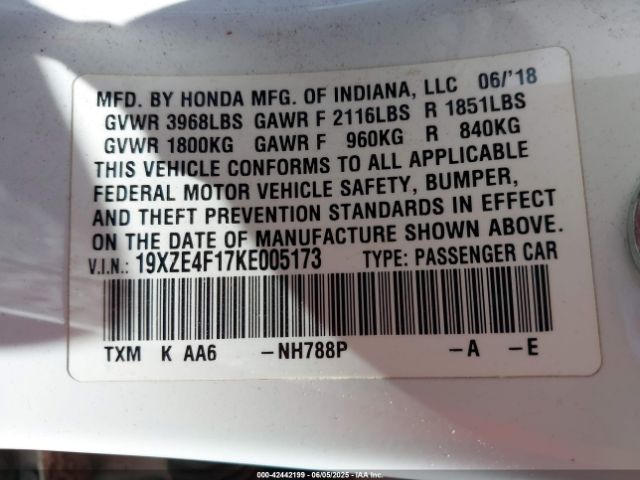 2019 HONDA INSIGHT 19XZE4F17KE005173 Photo 8