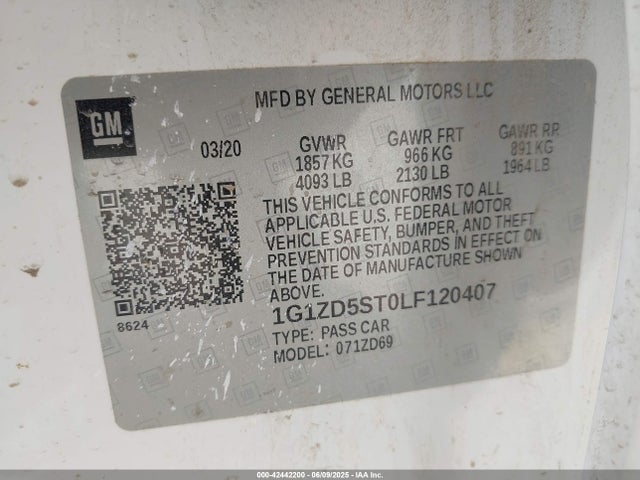 1G1ZD5ST0LF120407 Chevrolet lfv - direct injection, variable valve timing, gen 1