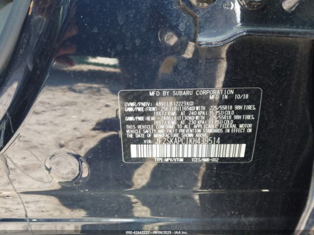 JF2SKAPC1KH439514 Subaru naturally aspirated u5