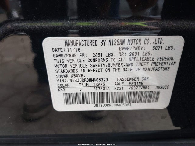 JN1BJ0RR0HM405323 Infiniti 2017