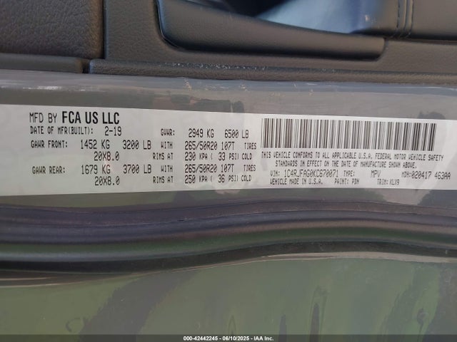Jeep Grand Cherokee 2019 1C4RJFAG0KC670071 Image 9